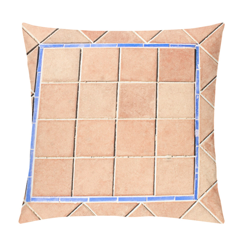 Personality  Beige And Blue Floor Tiles Pillow Covers