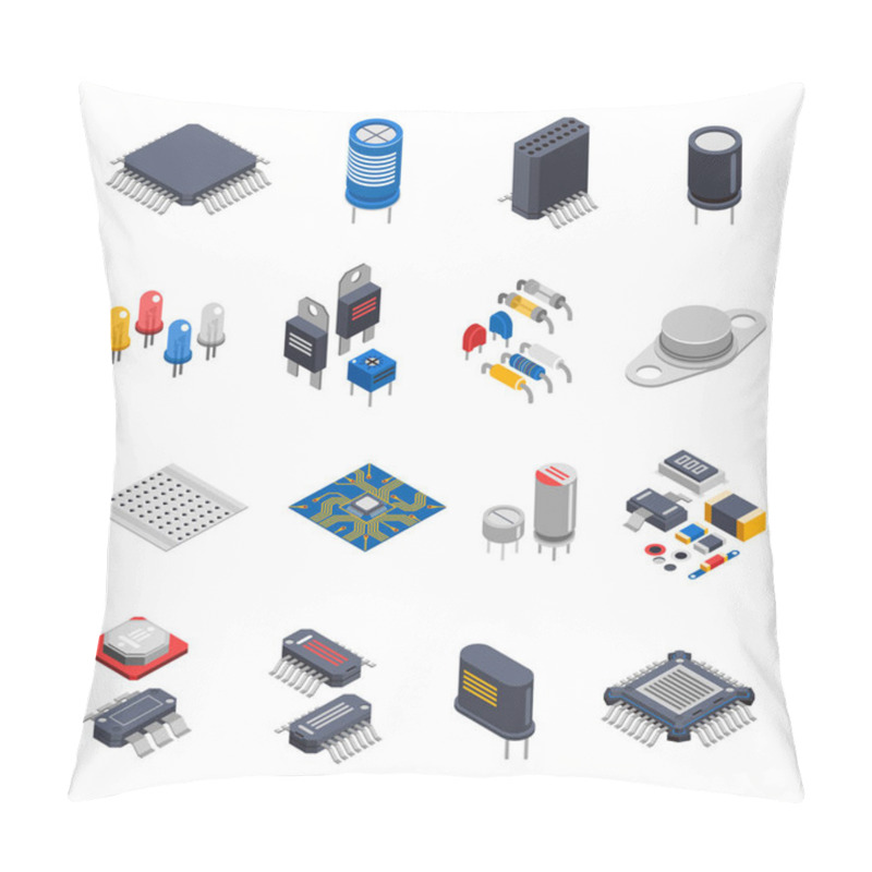 Personality  Semiconductor Components Icon Set Pillow Covers