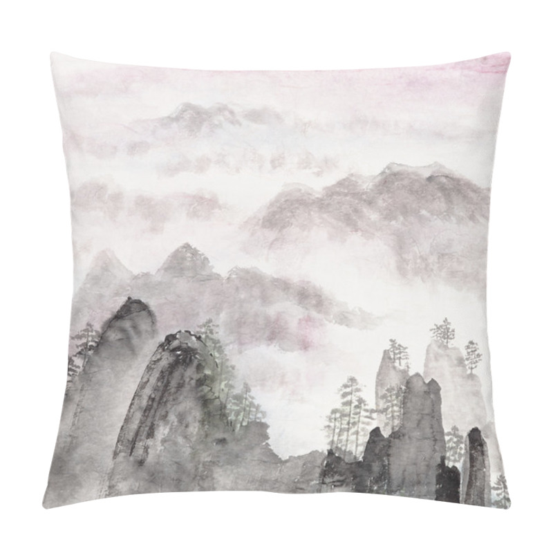 Personality  Chinese Painting Of High Mountain Landscape Pillow Covers