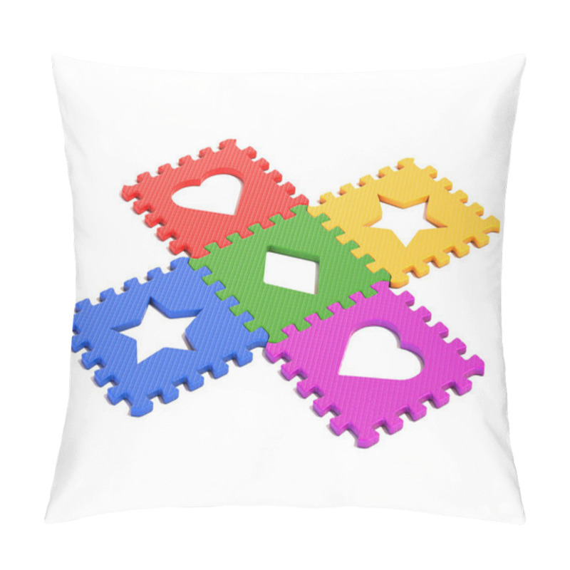 Personality  Rubber Mat, Soft Floor, Textured Foam For Kids, Puzzle Pieces With Star Heart Diamond Symbols Pillow Covers