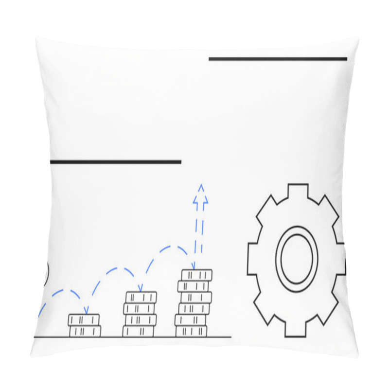 Personality  Coin Stacks Increasing In Height With Upward Arrows And A Gear Icon. Ideal For Finance, Investment, Development, Business Efficiency, Productivity, Progress, Or Economic Improvement Concepts Pillow Covers