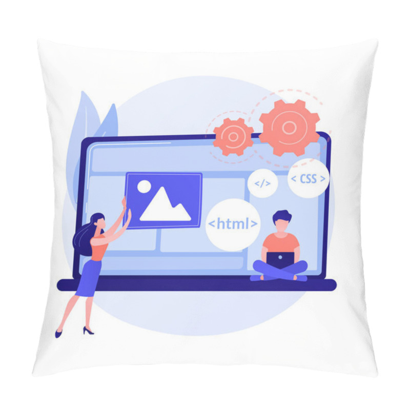 Personality  Css And HTML Programming Languages. Computer Programming , Coding, IT. Female Programmer Cartoon Character. Software, Website Development. Vector Isolated Concept Metaphor Illustration. Pillow Covers