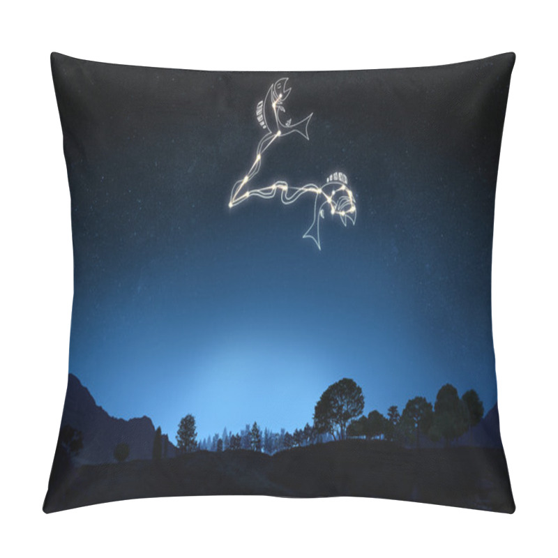 Personality  Zodiac Sign Pisces With A Star And Symbol Outline Pillow Covers