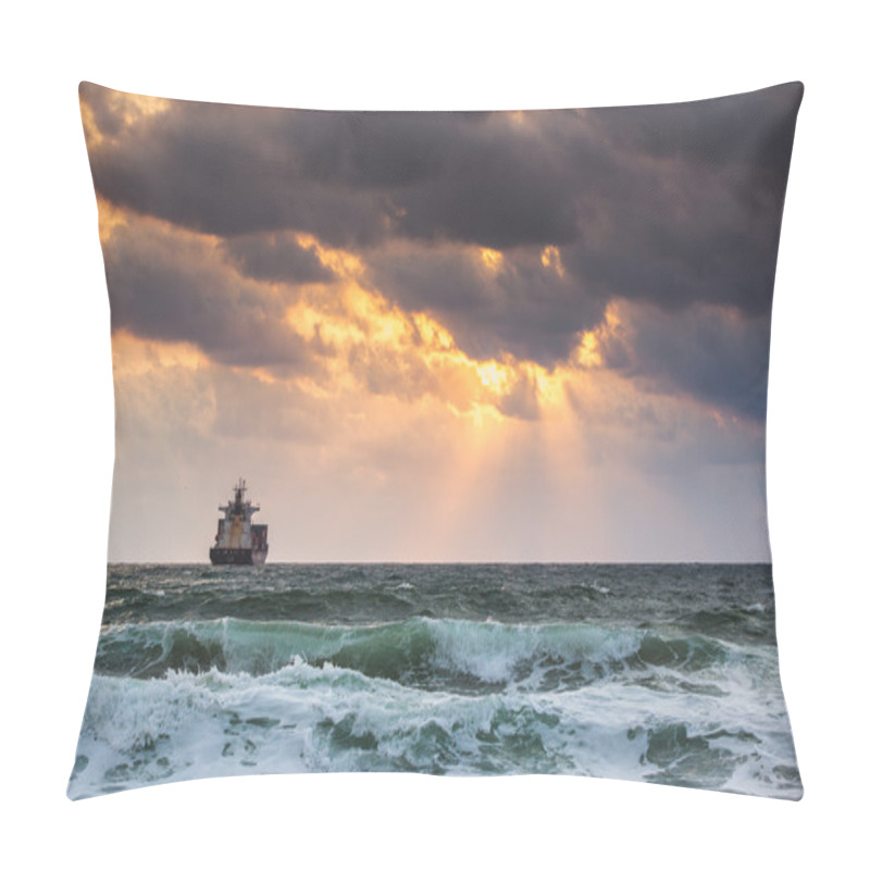 Personality  Cargo Ship With Containers In Sunrise Light Pillow Covers