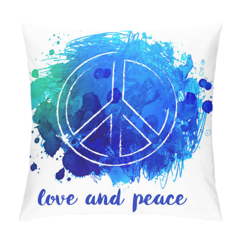 Personality  Peace Hippie Symbol Over Decorative Ornate Background.  Freedom, Pillow Covers