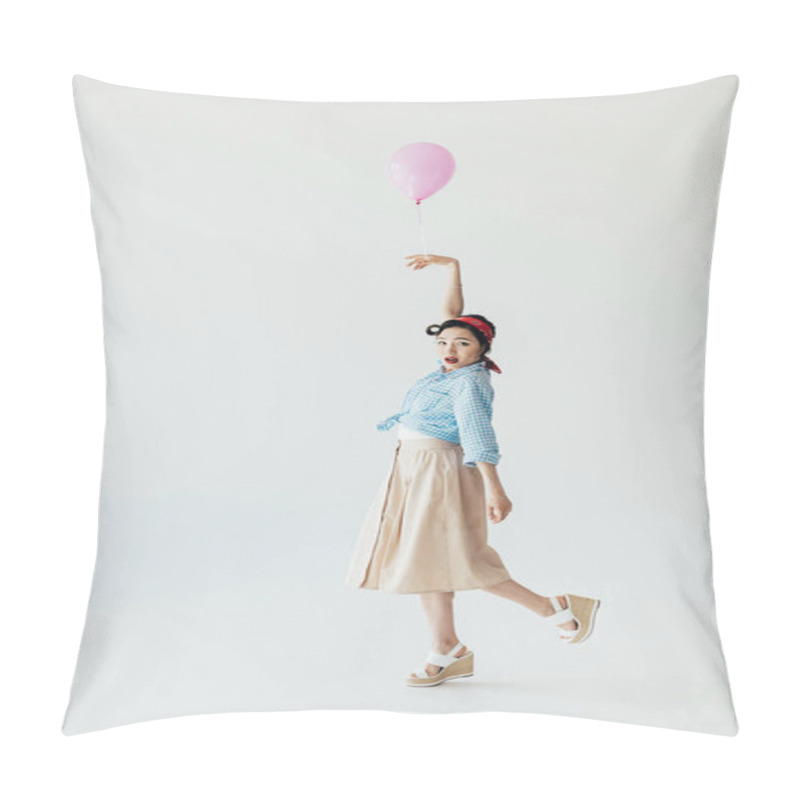 Personality  Shocked Asian Woman With Balloon Pillow Covers