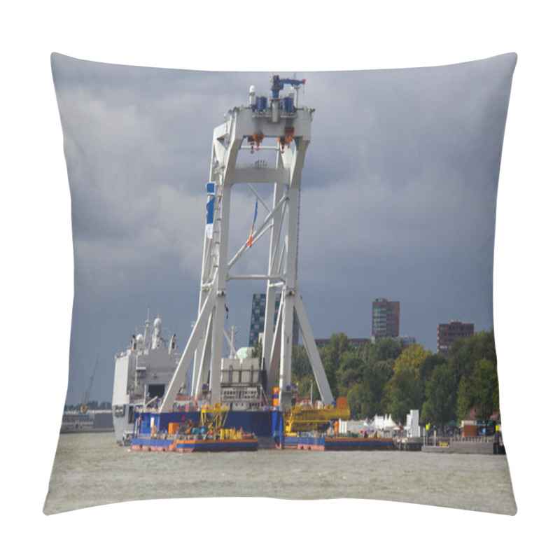 Personality  Giant Offshore Crane On A Vessel On Show In Rottardam, Holland Pillow Covers