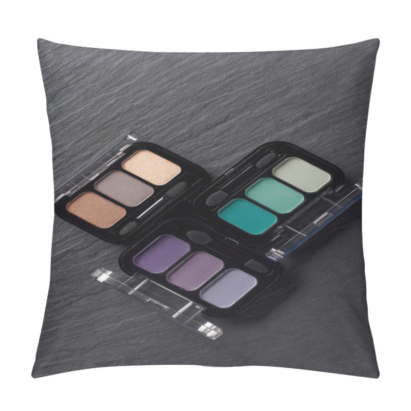 Personality  Makeup Template With Eye Shadows On Dark Slate Background Pillow Covers