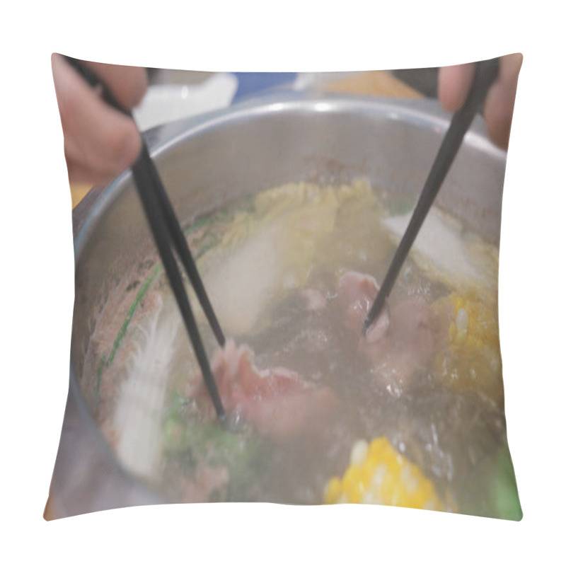 Personality  Eating Hotpot At Restaurant Close Up Pillow Covers