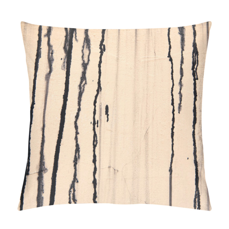 Personality  Beige Concrete Wall With Black Paint Drips, Abstract Background Pillow Covers