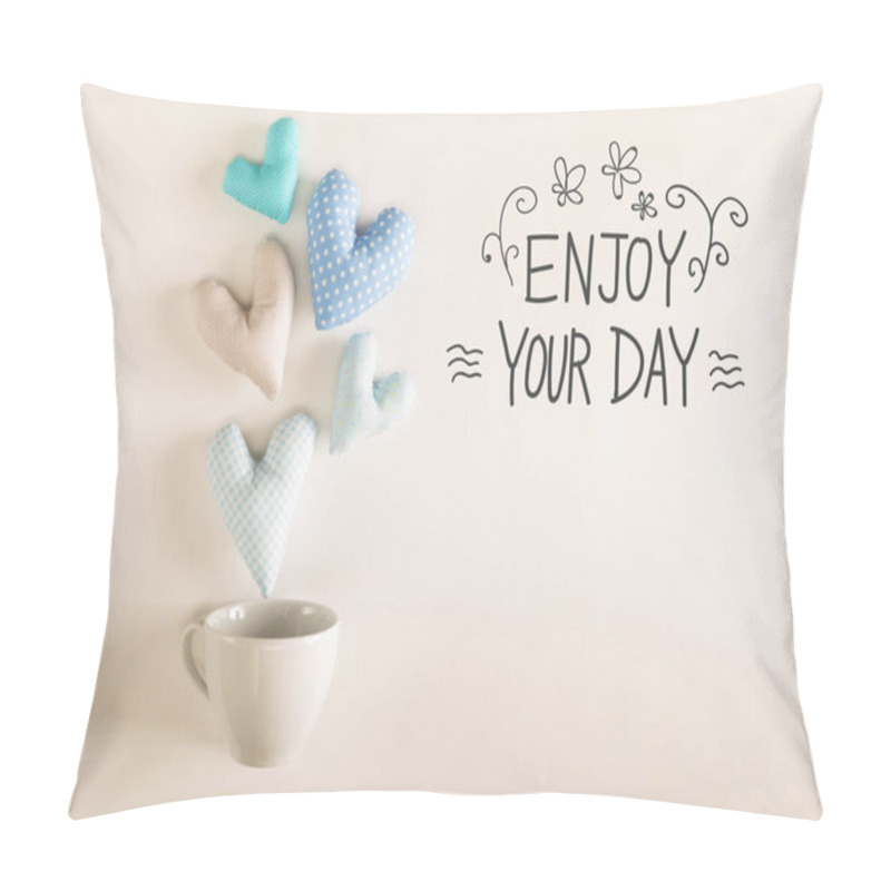 Personality  Message With Cup And Blue Hearts Cushions Pillow Covers