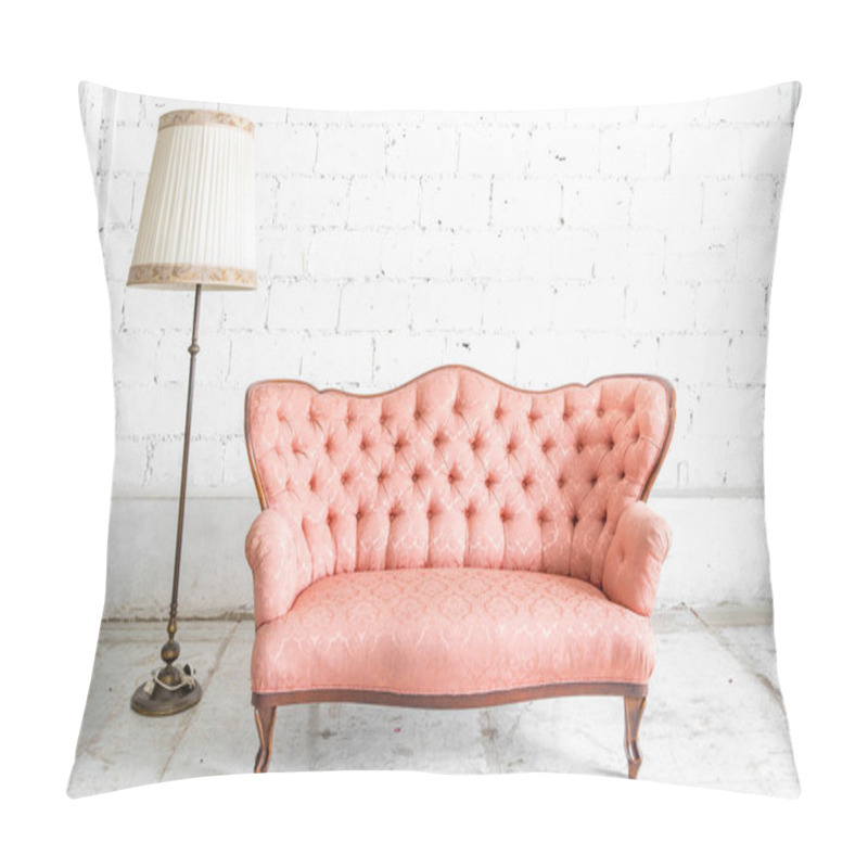 Personality  Pink Sofa With Lamp Pillow Covers