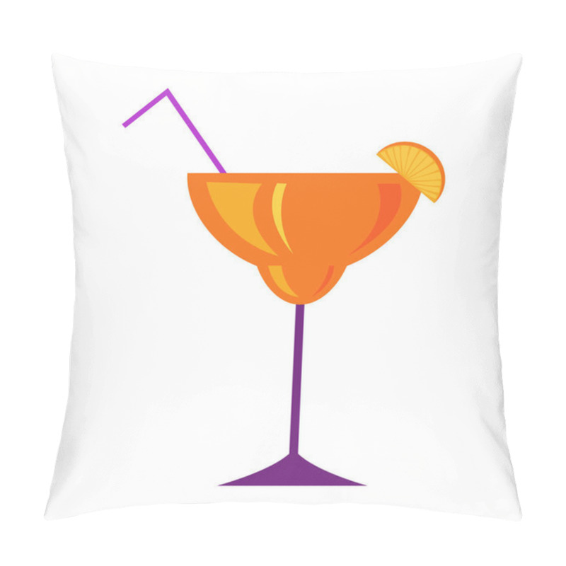 Personality  Margarita Glass With Citrus Cocktail Flat Vector Pillow Covers