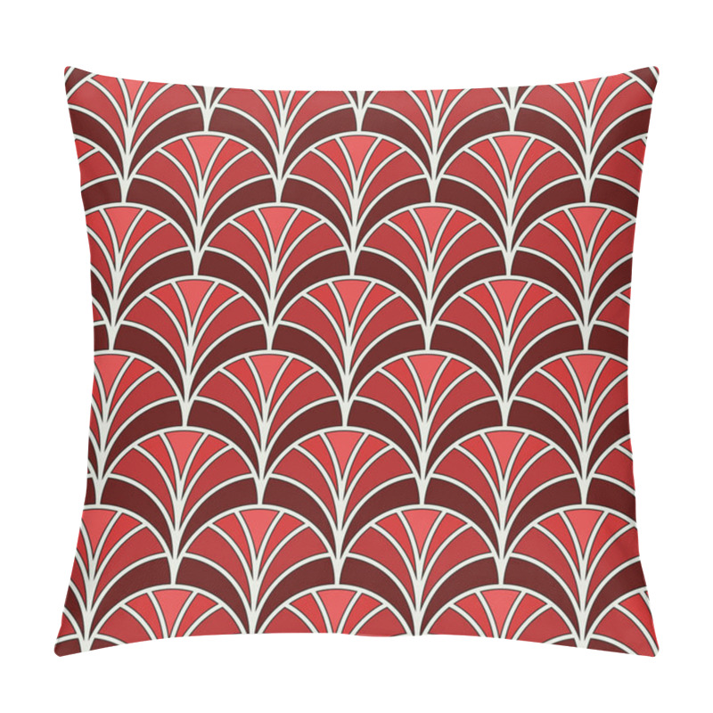 Personality  Fish Scale Wallpaper. Asian Traditional Ornament With Repeated Scallops. Hand Fan Motif. Oriental Seamless Pattern Pillow Covers