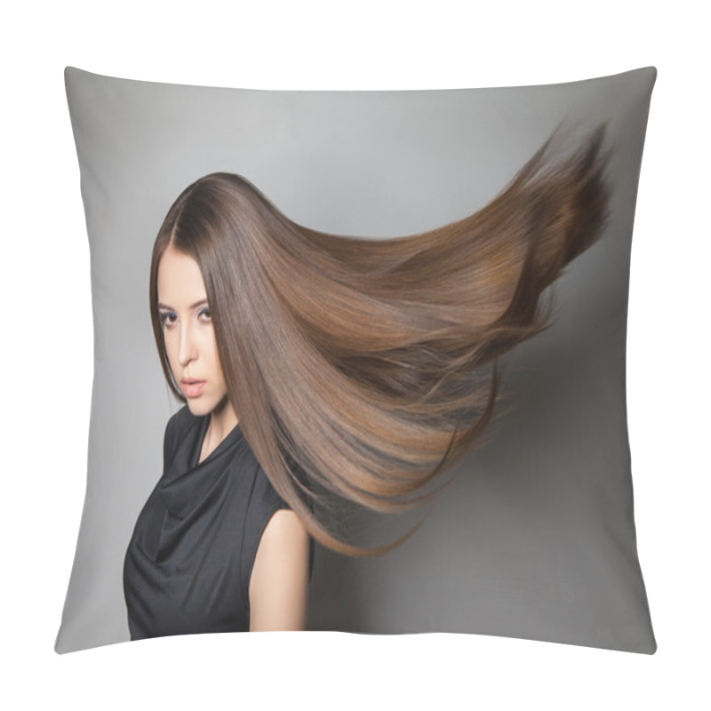 Personality  Beautiful Model With Smooth Flying Hair Pillow Covers