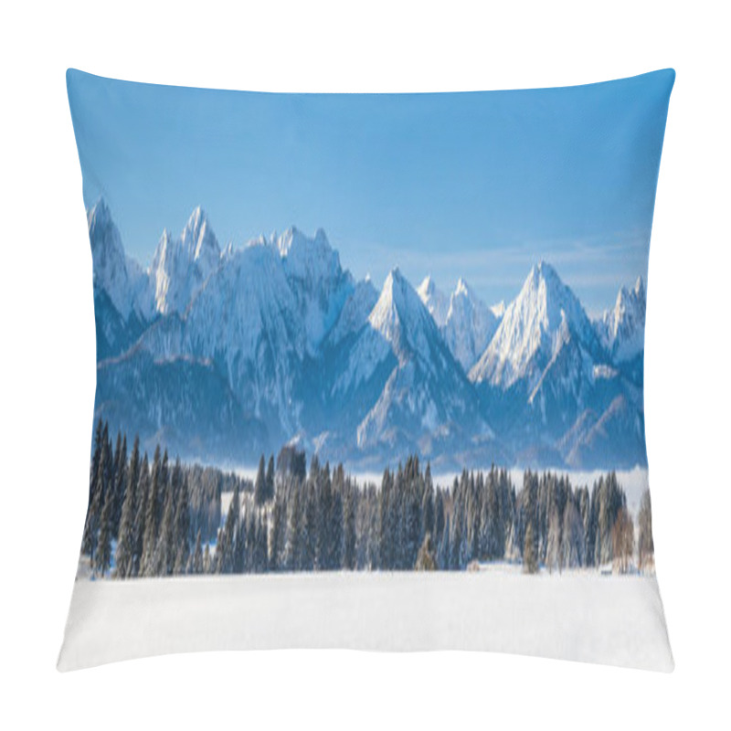 Personality  Panoramic Landscape At Winter With Alps Mountains In Bavaria Pillow Covers