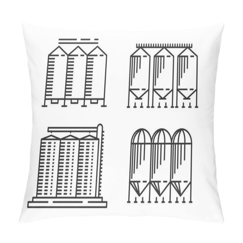 Personality  Silo Outline Design Concept From Agriculture, Simple Granary Line Art Element Pillow Covers