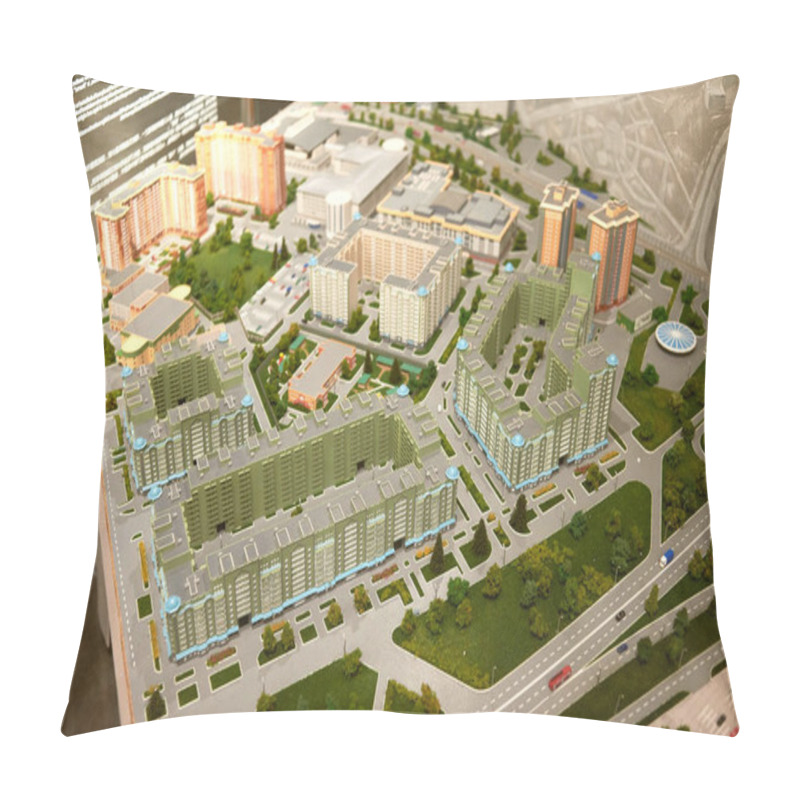 Personality  Miniature Layout Of The City. Mini-replicas Of City Buildings And Landmarks. Pillow Covers