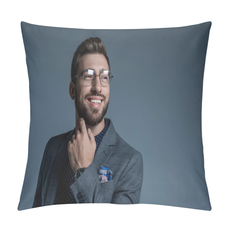 Personality  Man In Suit Scratching Beard Pillow Covers