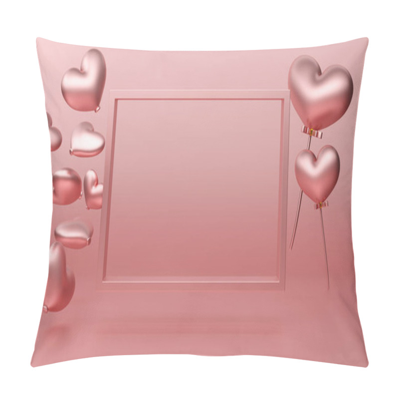 Personality  Podium Empty With Geometric Shapes In Pink Pastel Composition For Modern Stage Display And Minimalist Mockup ,birthday Balloons And Party Or Celebrations ,3d Illustration Or 3d Render Pillow Covers