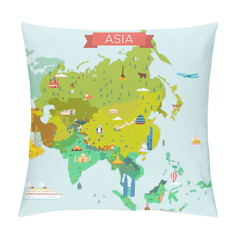 Personality  Map Of Asia. Pillow Covers