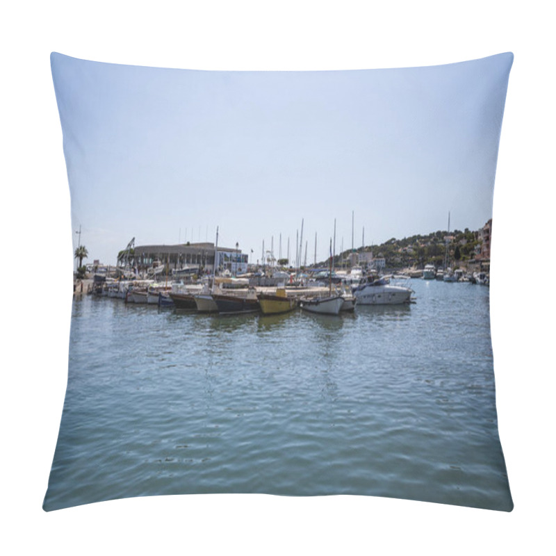 Personality  AVIGNON, FRANCE - JUNE 18, 2018: Luxury Yachts And Boats In Port At Sunny Day, Avignon, France Pillow Covers