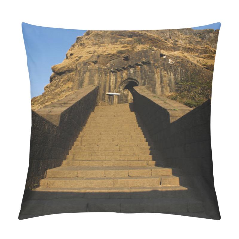 Personality  Main Entrance Stone Steps Of Lohagad Hill Fort, Pune District, Maharashtra, India Pillow Covers