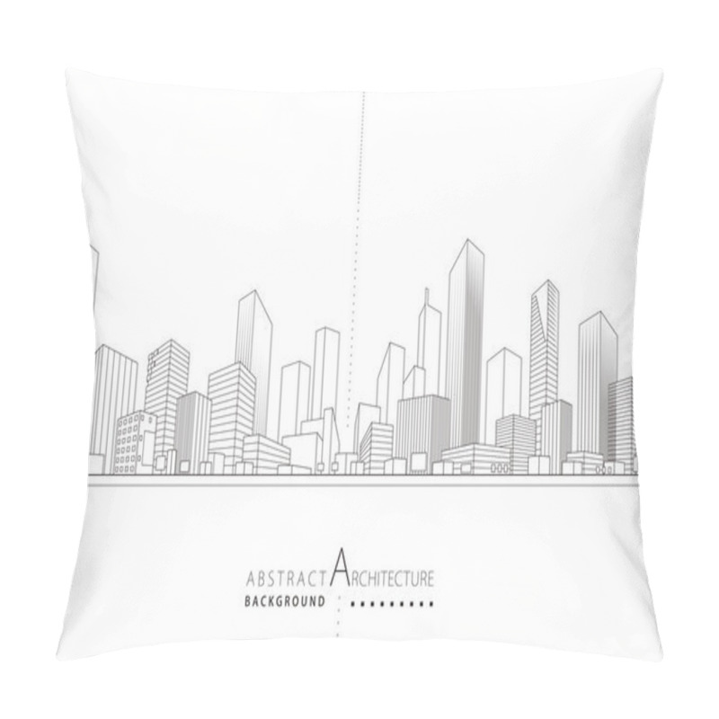 Personality  3D Illustration, Abstract Modern Urban Landscape Drawing Background, Imaginative Architecture Building Construction Perspective Design Pillow Covers