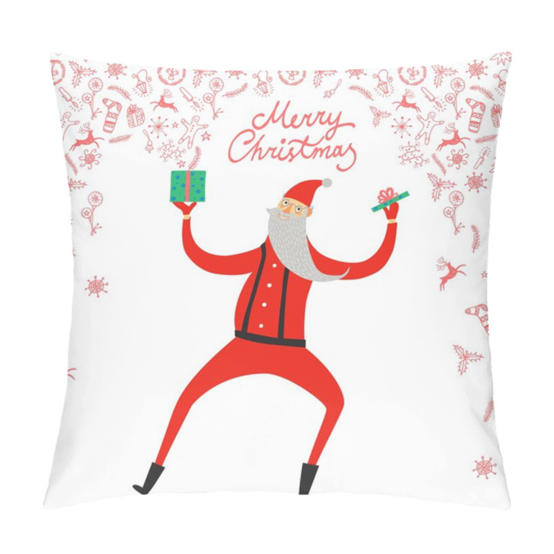 Personality  Dancing Santa Claus  Illustration Pillow Covers