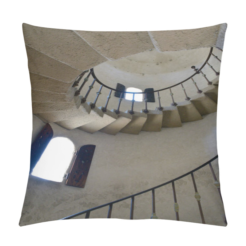 Personality  Spiral Staircase At Scotty's Castle In Death Valley National Park, California Pillow Covers