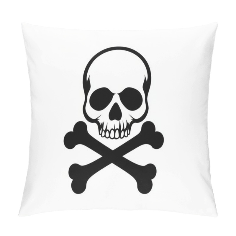 Personality  A Striking Black Skull And Crossbones Design On A White Background, Perfect For Conveying Danger Or Rebellion. Pillow Covers