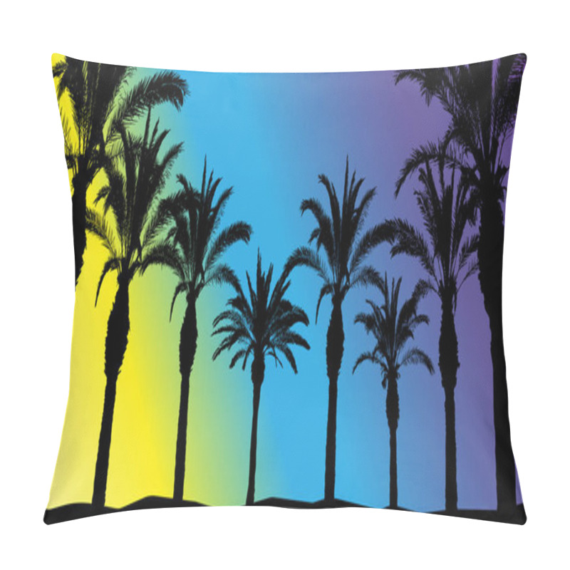 Personality  Silhouettes Of Beautiful Palm Trees On A Bright Background, Pillow Covers