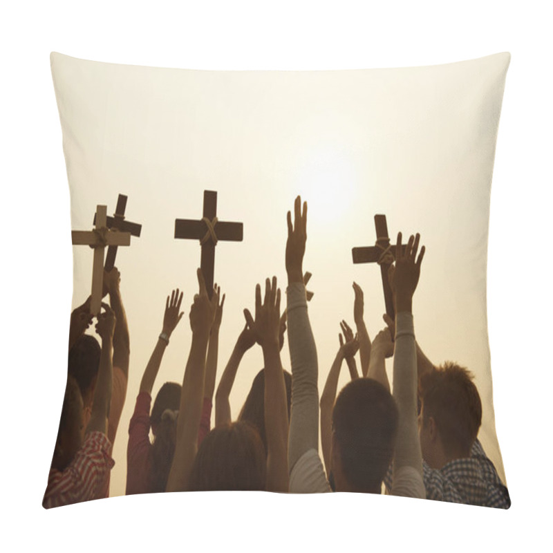 Personality  Raised Arms With Christian Crosses Pillow Covers