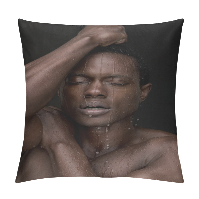 Personality  Man With Water On Face Pillow Covers