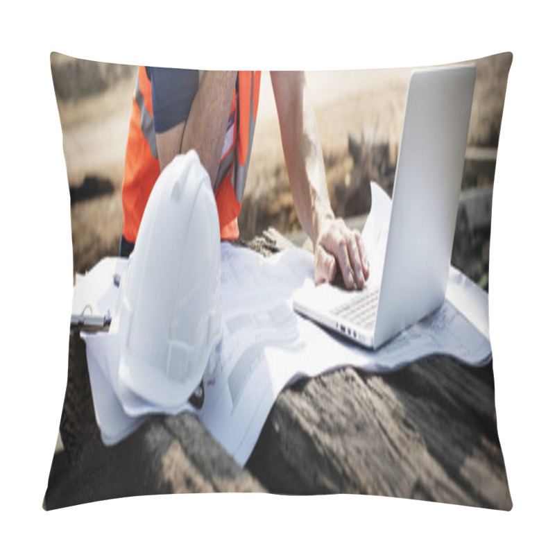 Personality  Engineer Worker With Plan Pillow Covers