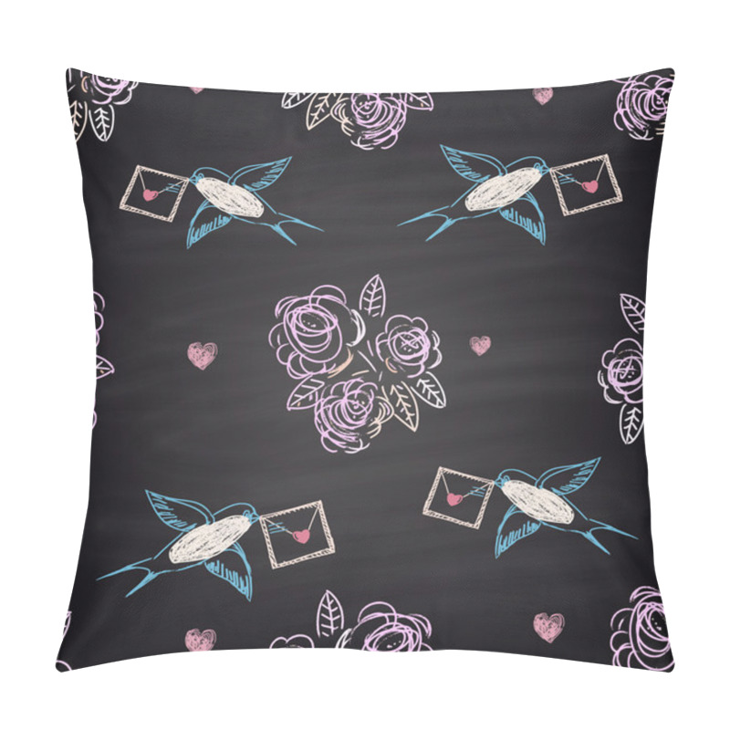 Personality  Pattern With Roses, Valentines And Swallows Pillow Covers