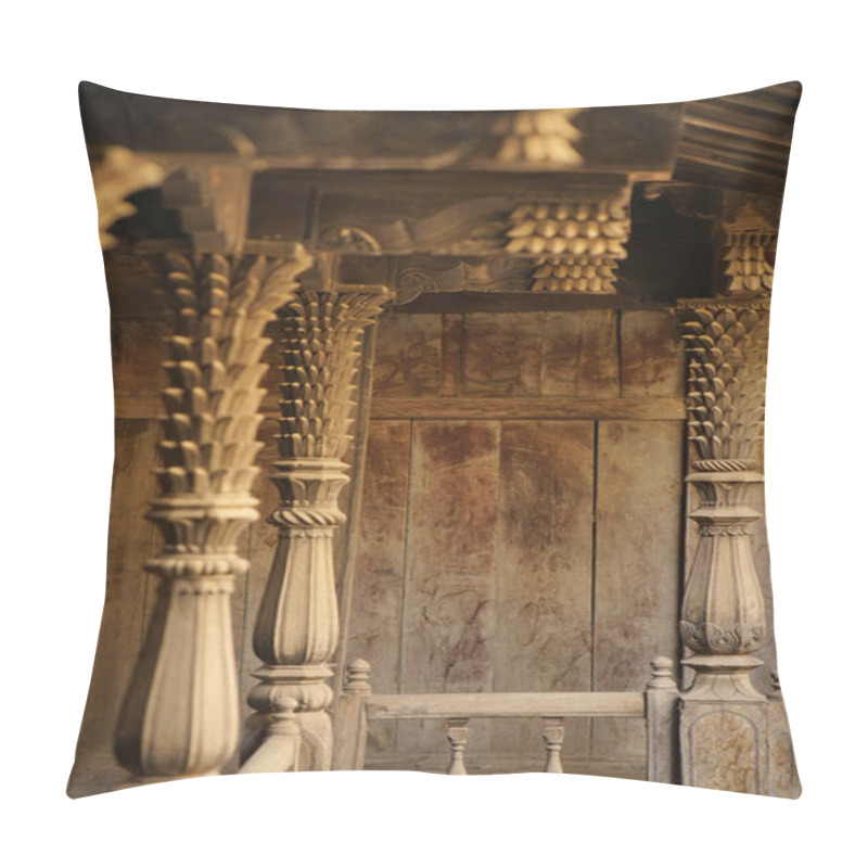 Personality  Structural Wood Work And Heavily Carved Wooden Members Palashikar Wada, Palashi, Ahmednagar Pillow Covers