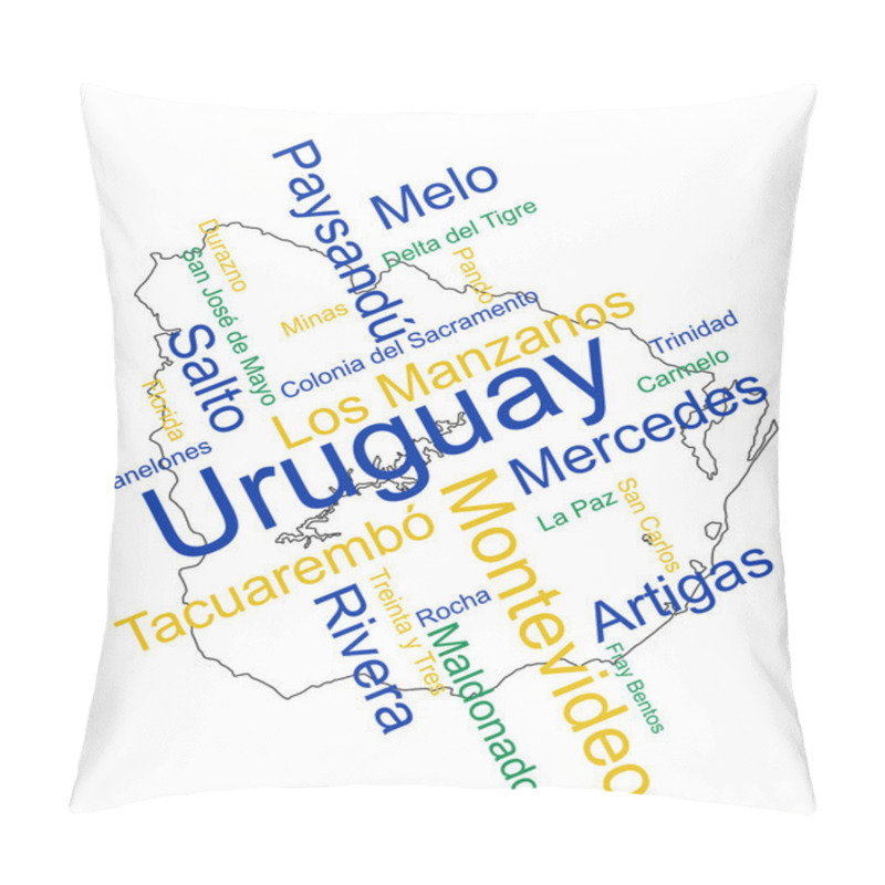 Personality  Uruguay Map And Cities Pillow Covers