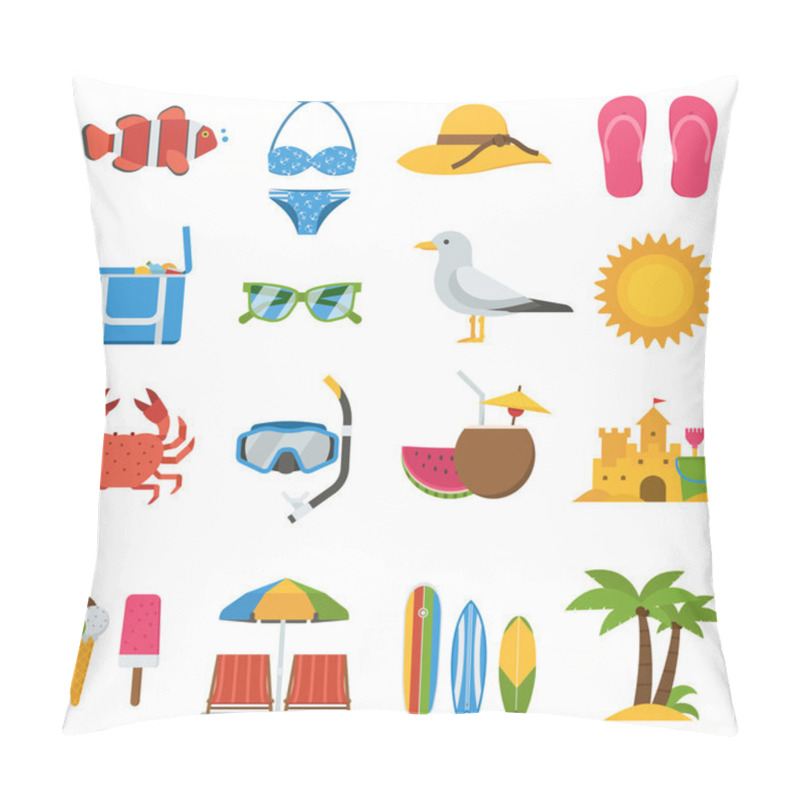 Personality  Summer Beach Icons Pillow Covers