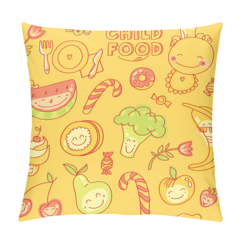 Personality  Seamless Child Food Pattern Pillow Covers