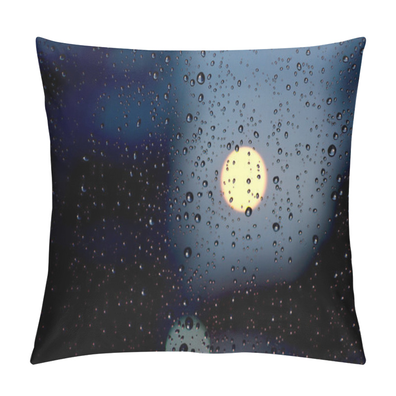 Personality  Drops Of Water On Glass In Blur Of City Background Pillow Covers