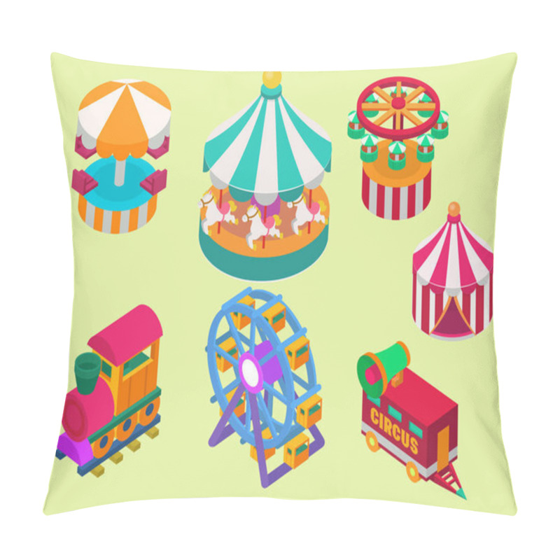 Personality  Circus Isometric Show Entertainment Tent Marquee Outdoor Festival With Stripes And Flags Carnival Signs Pillow Covers