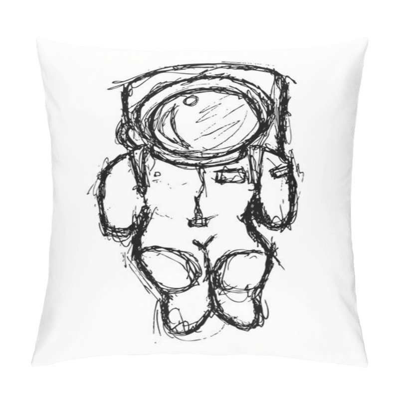 Personality  Astronaut Doodle Isolated On White Background Pillow Covers