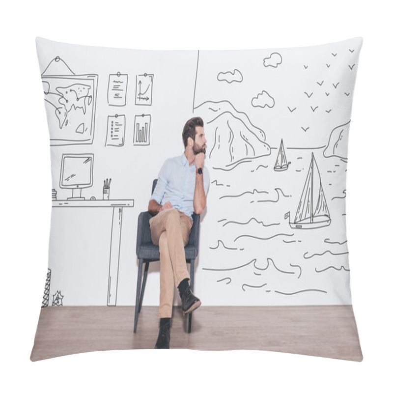 Personality  Man Dreaming About Vacation Pillow Covers