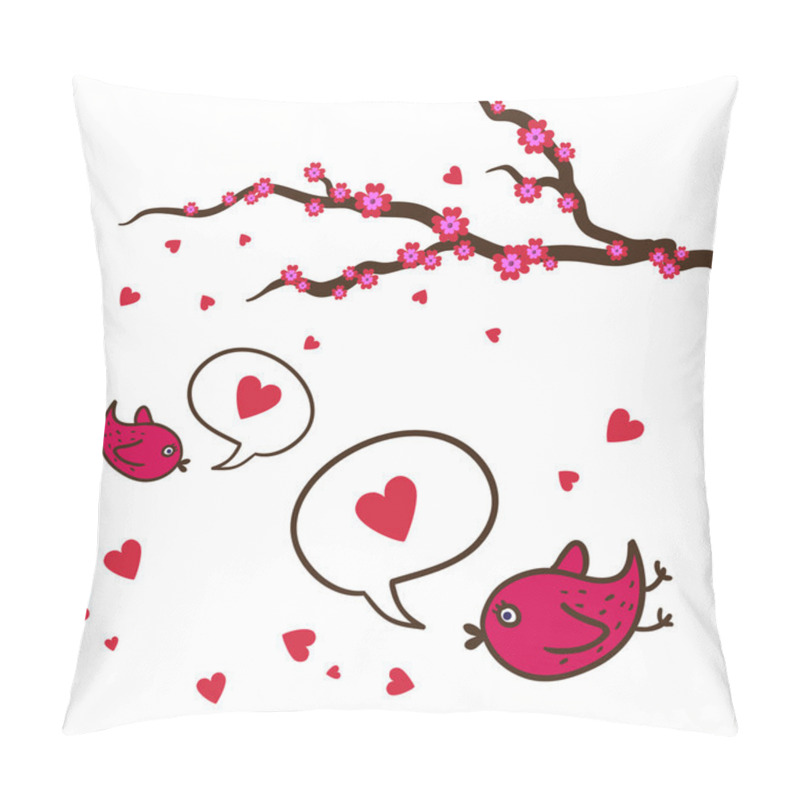 Personality  Background With Sakura Branch With Birds Pillow Covers