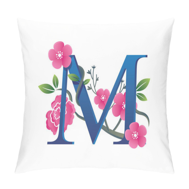 Personality  Elegant Floral M Letter Alphabet Logo Pillow Covers