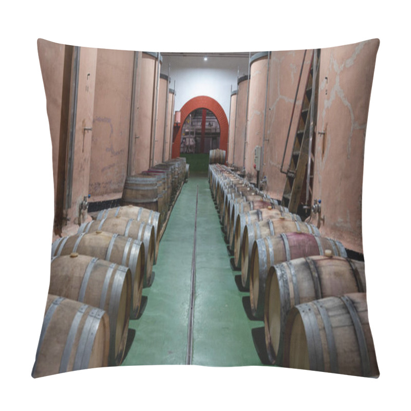 Personality  Making Wine On Traditional Bodega In Steel Tanks And Old Wooden Barrels In South Part Of La Palma Volcanic Island, Canary Islands, Spain Pillow Covers