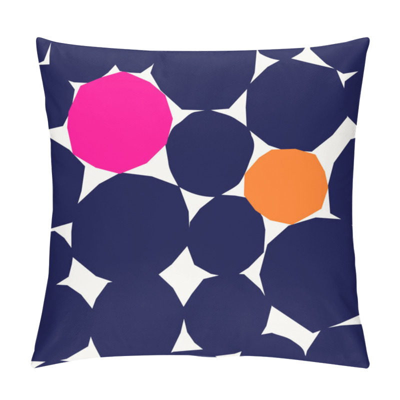 Personality  Seamless Pattern With Abstract Geometric Shapes In Navy Blue, Orange And Pink On White Background Pillow Covers