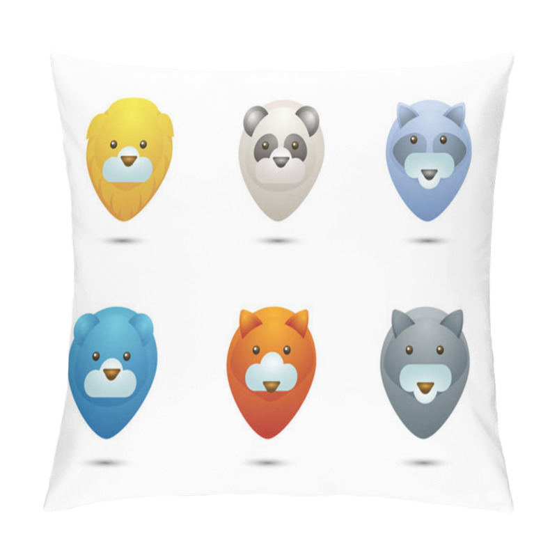 Personality  Set Of Icons, Wild Life Animals Stylized Portraits Pointing To G Pillow Covers