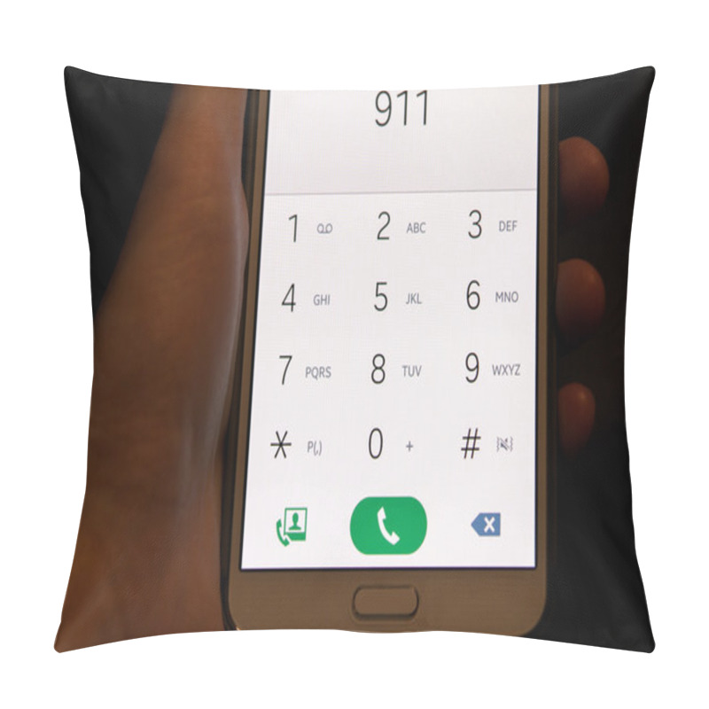 Personality  Cellphone In Hand With Emergency Number 911 Pillow Covers